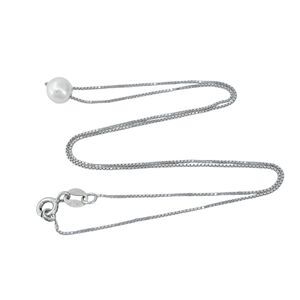 Vintage Sterling Silver 925 6mm Pearl Pendant Necklace 16"
